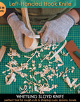 S01L Wood Spoon Carving Knives Set Spoon Making Tools Kit Whittling Knife Hook Knife Left-Handed Bowl Cup Kuksa for Beginners Woodworking Professional Left Handed Wood Carving Kit