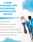 Artist Elite, Brushes for Watercolor Series 4850, 4 Piece Professional Set 400, Matte Black