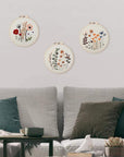 3 Pack Embroidery Starter Kit for Beginners Stamped Cross Stitch Kits with Cute Flowers and Plants Patterns with 1 Embroidery Hoop and Color Threads for Adults Kids