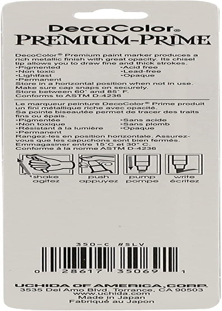 of America 350-CSLV Decocolor Premium 3 Way Chisel Point Pen, Silver