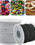 2 Rolls 1 Mm Elastic Beading Cord for Bracelet Stretchy Elastic String for Jewelry Making Sewing Necklace 100 Meters Elastic Bracelets Cord Crafts Beading Thread DIY Crafting Cord (Black + White)