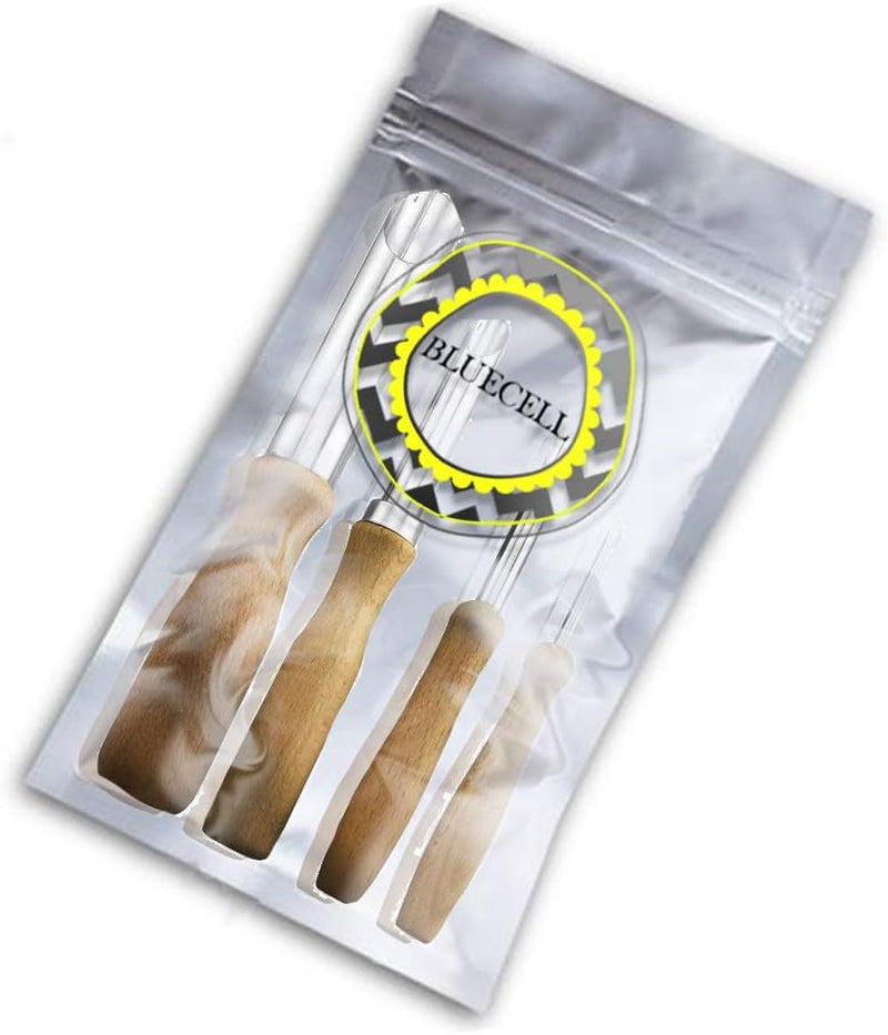 Pack of 4 Stainless Steel and Wood Circular Clay Hole Cutters for Pottery and Sculpture