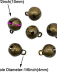 100PCS Small Jingle Bell 1/2 Inches Vintage Bronze Mini 10Mm Alloy Beads DIY for Jewelry Findings Sewing Wedding Doors Crafts