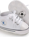 Unisex Baby Boys Girls High Top Sneaker Soft Anti-Slip Sole Newborn Infant First Walkers Canvas Denim Shoes