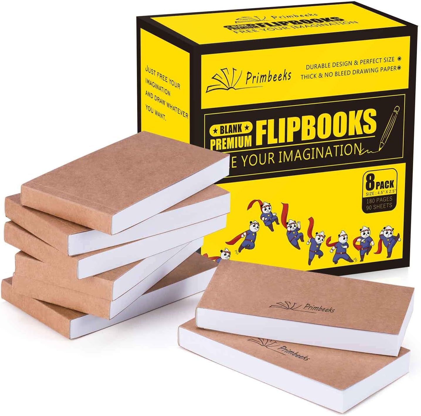 Premium Blank Flip Book Paper, 4 Pack(90 Sheets, 180 Pages per Pack) No Bleed Flip Books Kit, 4.5" X 2.5" Animation Paper for Animation, Sketching, Cartoon Creation