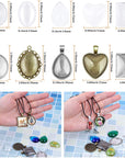Pendant Trays with Glass Cabochons for Jewelry Making, 90Pcs Pendants Trays Set Including 30Pcs Bezel Pendant Trays Blanks, 30Pcs Glass Cabochons and 30Pcs Necklaces Cords for Necklace Making