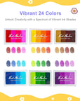 Craft Ink Pad, Washable DIY Stamp Ink Pads for Kids, 24 Colors Finger Print Ink Pads for Scrapbooking, Card Making, Painting, Set of 6 Multicolor Rainbow Ink Pads