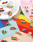 60Pcs Pride Pins, Rainbow Pins Bulk Enamel LGBT Lapel Pins Gay Pride Heart Flag Brooch Pins for Clothes Bags Hats Accessories, 20 Styles