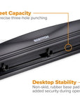 Office 3 Hole Punch, Durable Metal,Rubber Base, 12 Sheets, Black