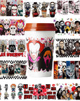 12Pcs UV DTF Cup Wrap Transfer for Glass Halloween,Terror UV DTF Transfers Stickers Decals Rub on Transfers Cup Stickers for Crafts No Heat Needed Ready to Apply UV DTF Cup Wrap Transfer
