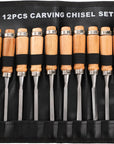 12 PCS Wood Carving Tools, Gouges Woodworking Chisels, Full Size Wood Carving Knifes for Beginner, Hobbyists, Professionals, Artistic, Gifts for Him, Father'S Day