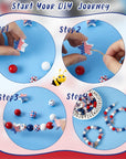 180 Pieces Patriotic Beads 4Th of July Wood Beads Independence Day Craft Bead America Flag Stars Beads Blue White Red Plaid Bead for DIY Garland Bracelet Necklaces Tiered Tray Decor (Classic Style)