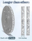 5 Yards Self Adhesive Rhinestone Ribbons, Sliver Rhinestone Strips, Diamond Crystal Rhinestone Ribbon Roll Stickers Glitter Bling Ribbons Rhinestone for Crafts Fabric Car Shoes Décor