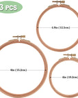 3 Pieces Beech Wood Embroidery Hoops Set by 4 Inch to 6 Inch Circle Hoop Ring Cross Stitch Cotton for DIY Embroidery Floss Starter of Sewing Art Kits Crafts