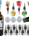 JOFAVIU 15 Pcs Resin Wine Bottle Stoppers Molds Set, Wine Stopper Silicone Molds for Epoxy Resin, Stopper Epoxy Resin Silicone Molds Set Kits (5 Molds with 10 Stoppers)