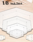 6 Pieces Hexagon Quilting Templates 1 Inch, 1.5 Inch, 2 Inch, 3 Inch, 4 Inch, 5 Inch with 1/4 Inch Seam Allowance, Acrylic Quilting Templates for DIY Quilting Sewing Crafts