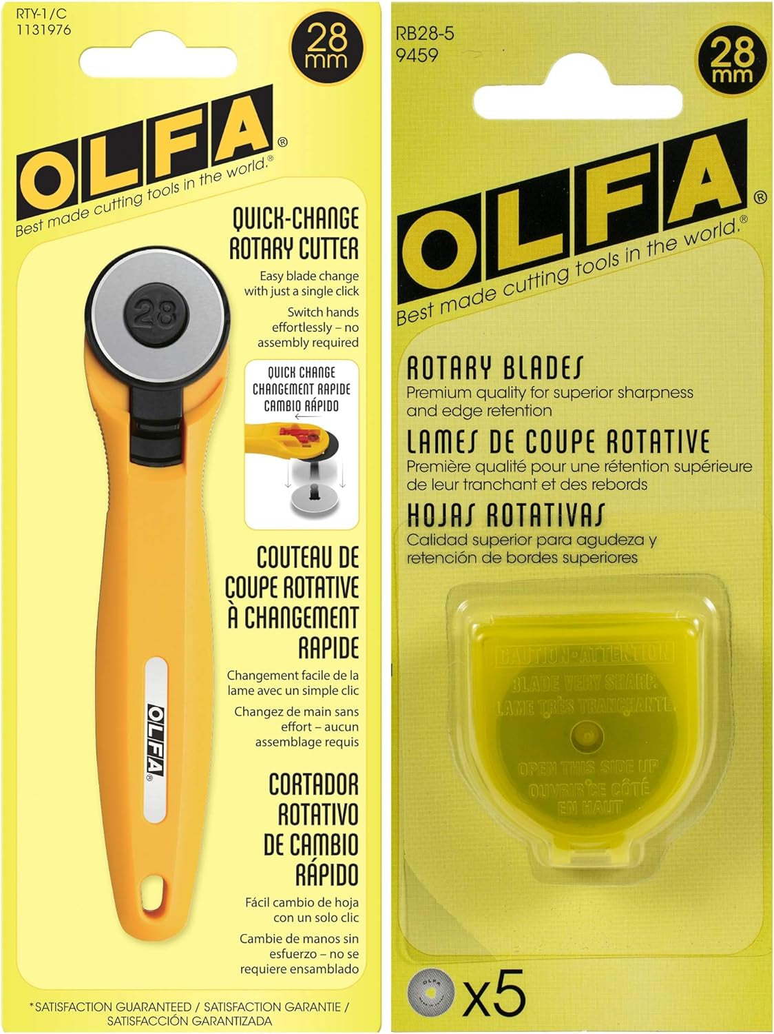 Rotary Fabric Cutter 28MM with 5 Blade Refill for Quilting, Sewing, and Crafts
