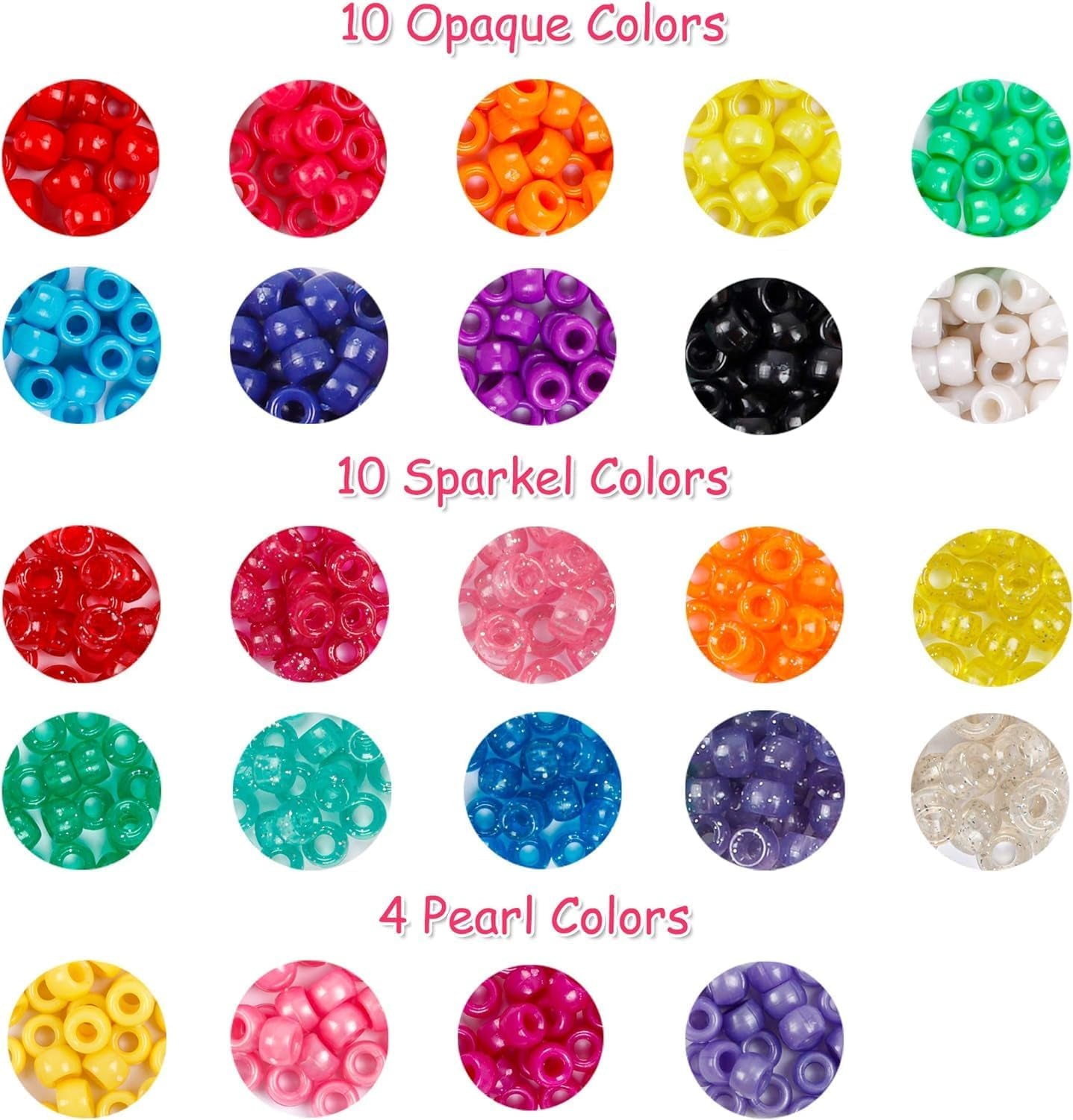 Pony Beads, 1,900 Pcs 9Mm Pony Beads Set in 24 Colors with Elastic String for Bracelet Jewelry Making by