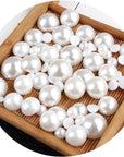 Half Pearl Beads 115Pcs 3 Sizes Half Flatback round Pearl Bead Loose Beads 8Mm/10Mm/12Mm for DIY Crafts (Ivory)