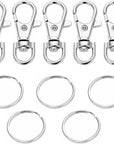 5 Set Key Chain Key Rings Metal Swivel Clasps Snap-On Keychain Ring Hook Spring Clip Snap Hook Lobster Clasp for Keys, Lanyards Jewelry Findings, round Edged