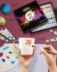 Acrylic Paint Set with 3 Paint Brushes, 24×12Ml Colors Premium Paint Set with 1 Palette 1 Canvas Boards, Art Painting Kits for Adults, Paint Supplies for Canvas Rock Painting Craft Art Class