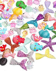 100Pcs Miniature Ocean Animals Mermaid Fish Dolphins Glitter Charms Decoration Flatback Resin Sets for DIY Fairy Garden Accessories Crafts