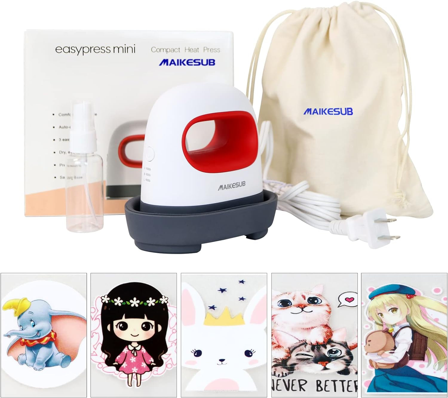 Mini Heat Press Machine Easy to Use for T Shirts Shoes Hats Small HTV Iron on Vinyl Projects Portable Heating Transfer Iron Red