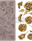 Redesign Furniture Decor Moulds® Fragrant Roses 5"X8",8Mm Thickness for Funiture Dresser, Chocolate,Cake,Candy,Backery,Soap,Polymer Clay, Earthen Clay