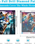 5D Wolf Diamond Painting Kits for Adults-Animal Diamond Art Kits for Beginners, Full round Drill Gem Art Wolf Kits for Adults for Gift Home Wall Decor(13.8X13.8Inch)