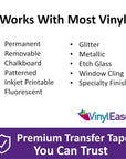 12 Inch X 150 Feet Roll of Paper Transfer Tape with a Medium Tack Layflat Adhesive. Works with a Variety of Vinyl. Great for Decals, Signs, Wall Words and More. V0844
