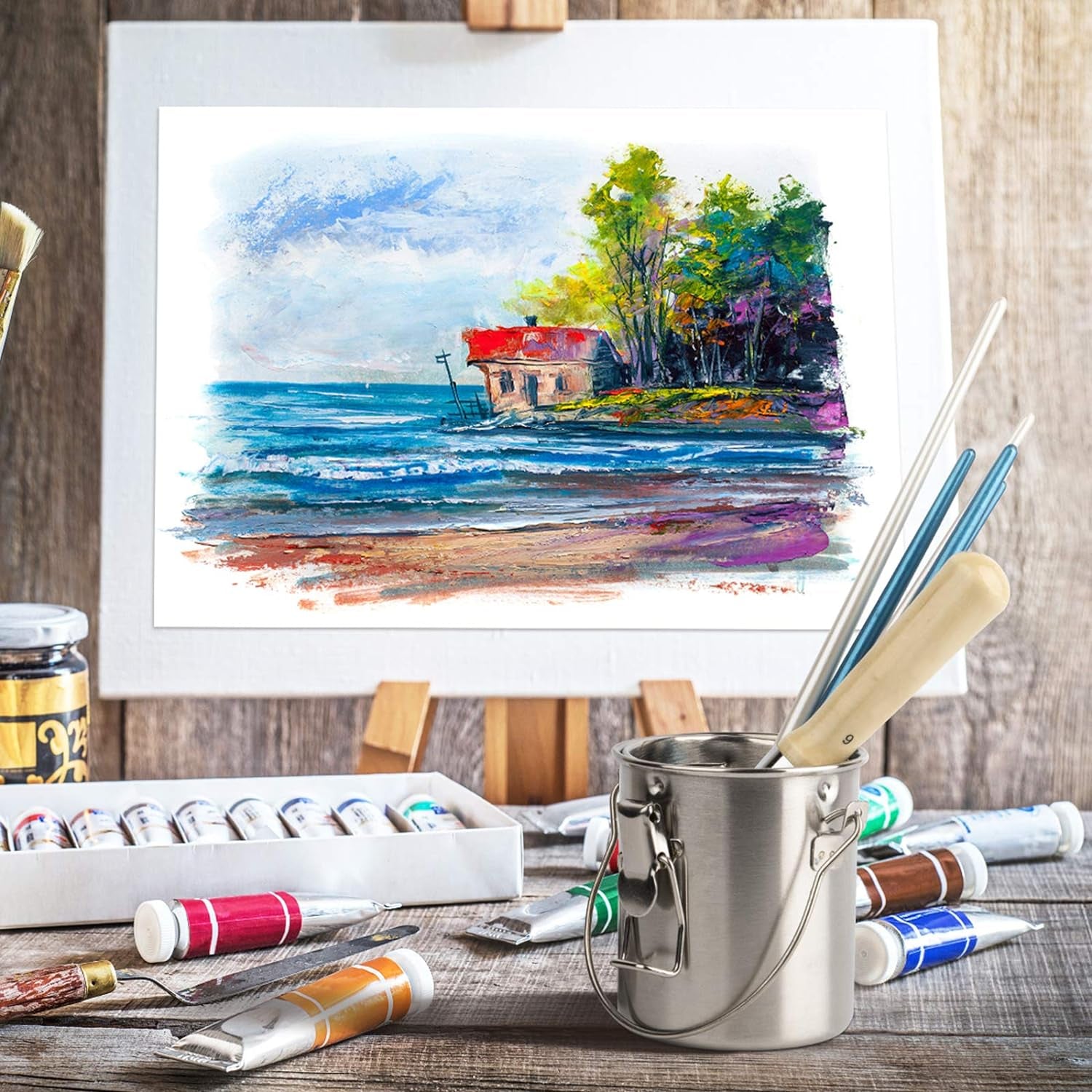 Paint Brush Cleaner, Stainless Steel Brush Holder for Painting, 6.6 Oz