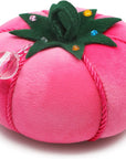 (DRIT4) Tomato Pin Cushion, Size 5-Inch, Pink Velvet