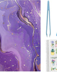 Reusable Sticker Book Collecting Album A5 Size 80 Sheets Sticker Collection Storage Book for Adults Release Paper Sticker Saver Holder Book with Tools (Purple)