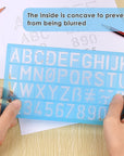 Alphabet Stencils Set of 4 Plastic Letter Stencil Assorted Sizes Number Ruler for Learning, Painting, Scrapbooking