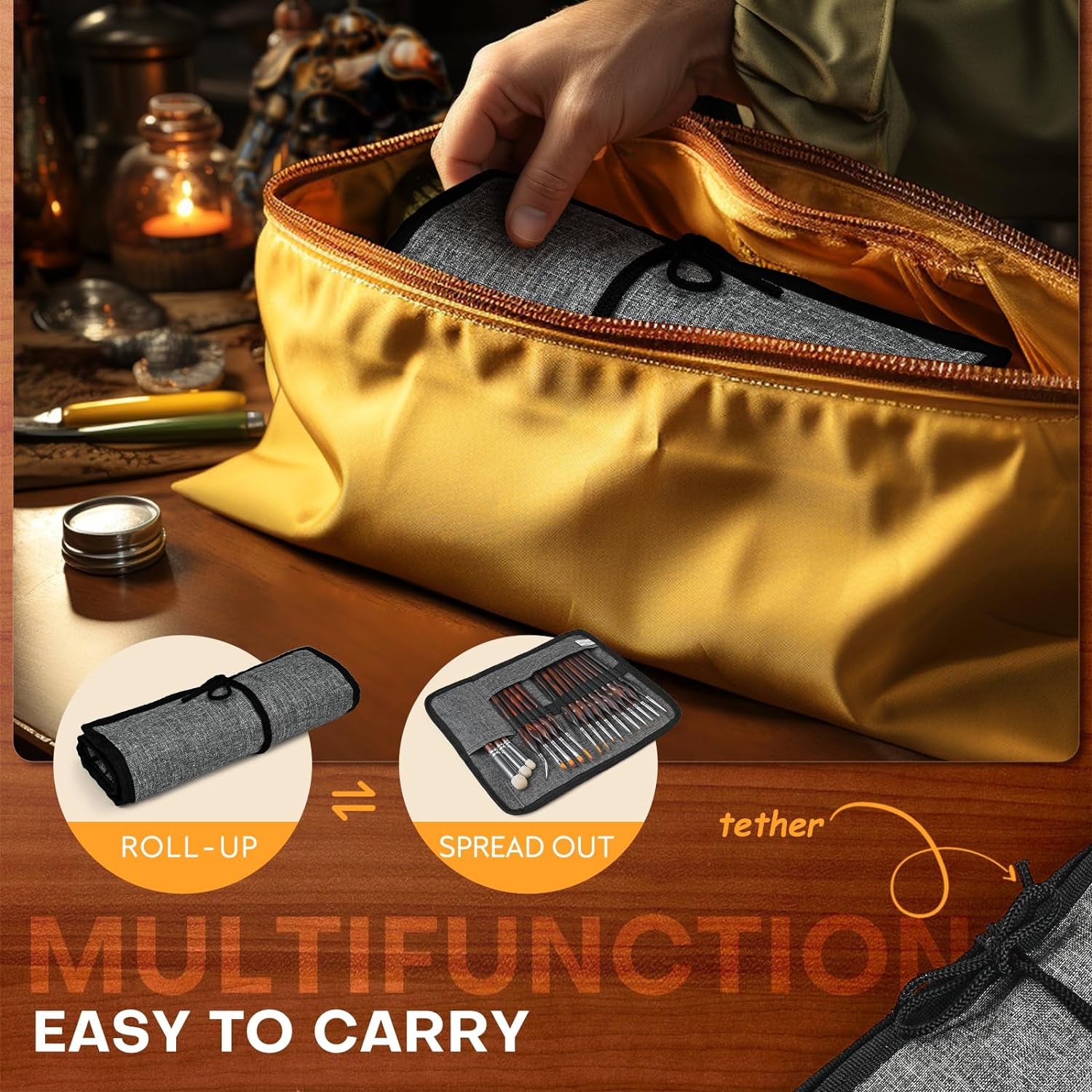 Miniature Paint Brushes Drybrush-18Pcs Micro Detail Paint Brush Set, Small Fine Detail Model Brushes for Acrylics, Watercolors & Paint by Number, Citadel, Figurine, 40K - Cocoa Brown