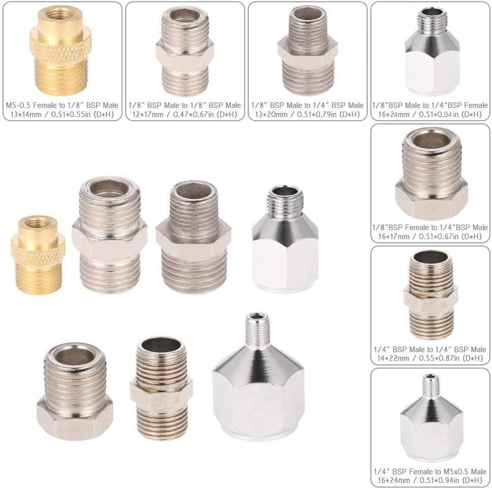 Professional 7Pcs Airbrush Adaptor Kit Fitting Connector Set for Air Compressor & Airbrush Hose