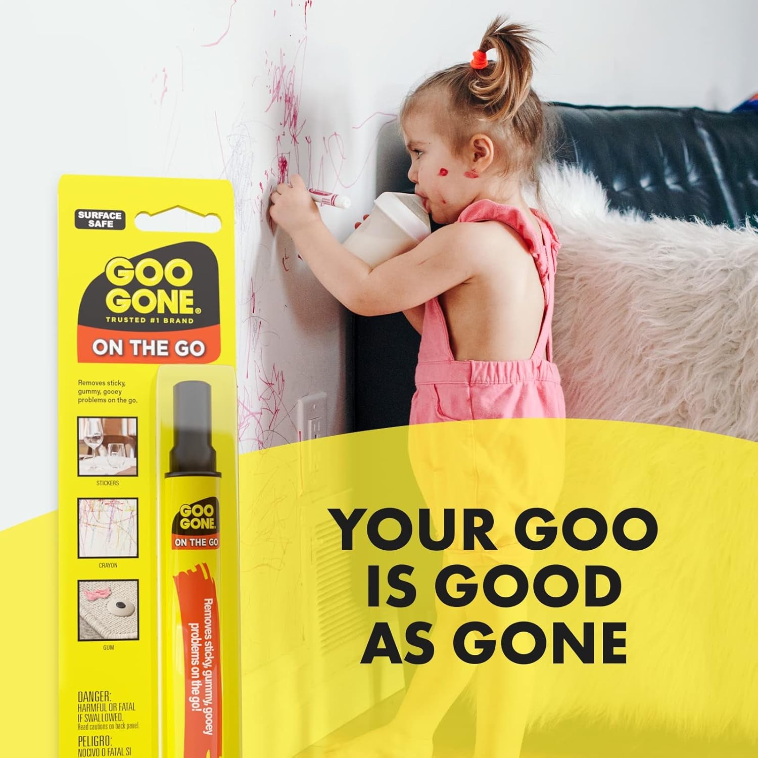 on the Go Pen - Adhesive Remover - Quickly Removing Stubborn Stickers Crayon Tape and More