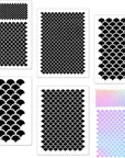 5 Pieces Mermaid Scale Stencil, Mermaid Makeup Stencil Reusable Fish Scale Template Large Plastic Scale Wall Stencil for Painting on Wall Face Body(8 X 6 Inch)
