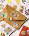 Historical Rome Travel Stickers (28Pcs) - Gouache Style, Waterproof, Italy Roman Vatican-Themed Vacation Decals for Scrapbooks, Waterbottle