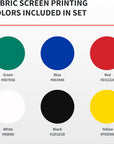 Fabric Screen Printing Ink Starter Set, 6-Colors, 4-Ounce for T-Shirt and Silkscreen Printmaking