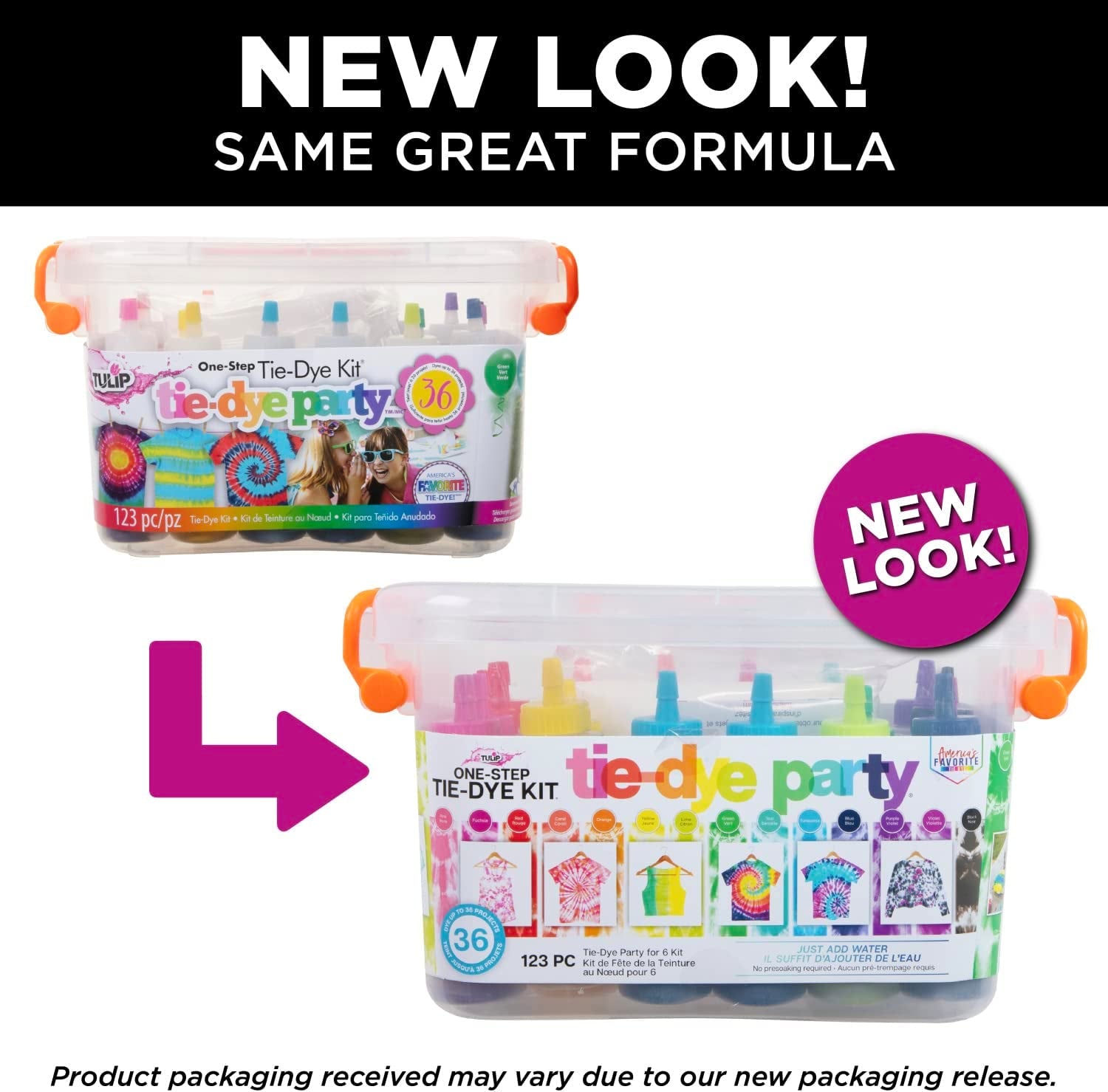 One-Step Tie-Dye Party, 18 Pre-Filled Bottles, Creative Group Activity, All-In-1 Fashion Design Kit, 1 Pack, Rainbow