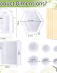 3 Pcs Large Silicone Molds for Resin Glossy Deep Square Molds Hexagon Silicone Molds Bookends Resin Mold with 3 Pcs round Epoxy Resin Molds for Flowers Preservation DIY Making(Arch Style)