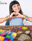 11,900+ Rubber Band Bracelet Refill Kit - 11,000 Premium Loom Bands in 28 Bright Colors, 600 S-Clips, 200 Beads, 30 Charms, 52 ABC Beads - Loom Bracelet Making Kit in a Huge Giftable Case