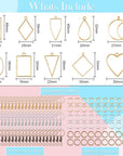 180 Pieces Open Bezels for Resin Jewelry Making Kit Hollow Frame Pendants Resin Craft Assorted Geometric Frame Charms for Resin Casting Necklace Earring