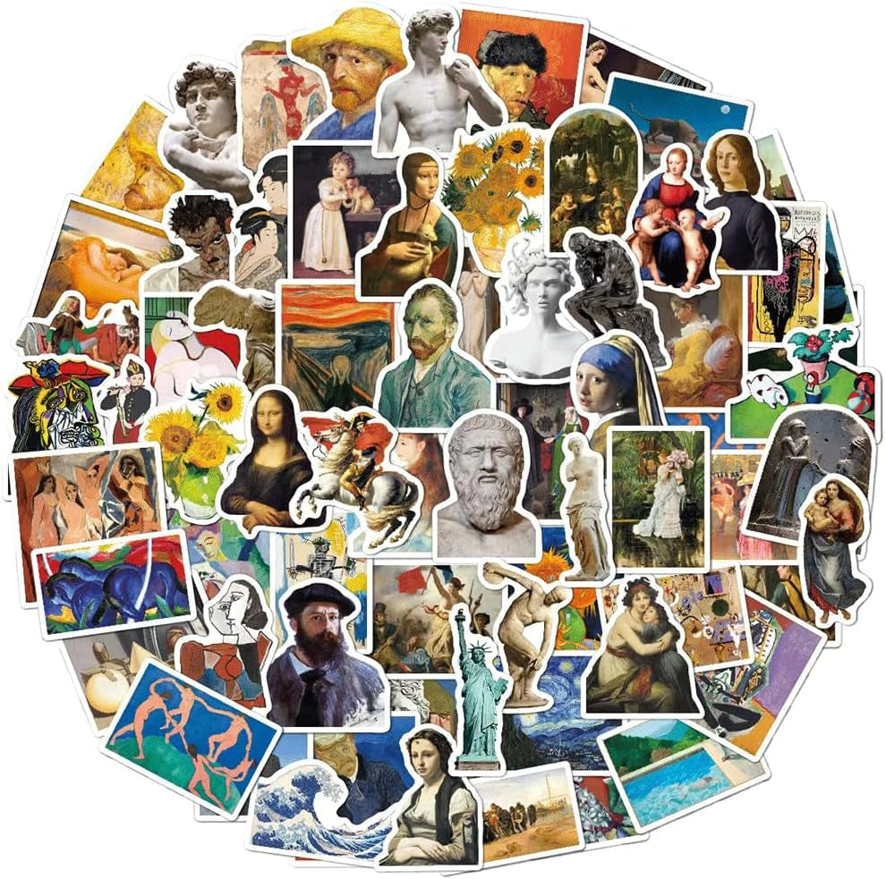 Oil Painting Stickers 104Pcs Retro Famous Paintings Art for Water Cup Backpack Lovely Present to Friends (Oil Painting)