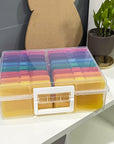 Colorful Plastic Photo Storage Box with Handle,16 Inner 4''×6''Photo Cases and Craft Keeper for Photos, Pictures, Garden Seed, Sewing Supplies