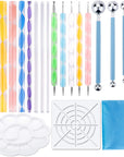 19Pcs Mandala Dotting Tools Set Pen Dotting Tools Mandala Stencil Ball Stylus Paint Tray for Painting Rocks, Coloring, Drawing and Drafting