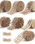 7 Pack Jute Ribbons, Rustic Ribbons Lace Craft Ribbon Net Burlap Fabric for DIY Sewing Craft Gifts Wrapping Party Holiday and Rustic Wedding Decoration (Total Length: 14 Meters)