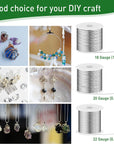 3 Rolls 18/20/22 Gauge Craft Wire for Jewelry Making Aluminum Wire with Ring Sizer Pliers for Jewelry Making(Silver)