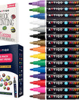 Paint Pens for Rock Painting - Wood, Glass, Metal and Ceramic Works on Almost All Surfaces Set of 15 Vibrant Medium Tip Oil Paint Marker Pens, Quick Dry, Water Resistant
